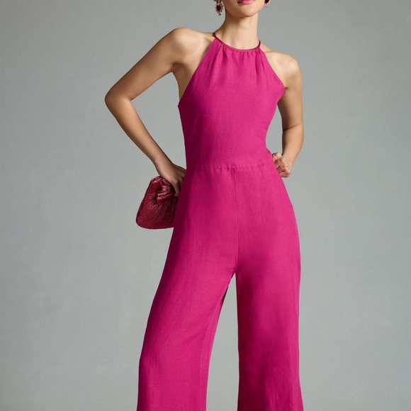 Anthropologie Cutwork Linen Jumpsuit